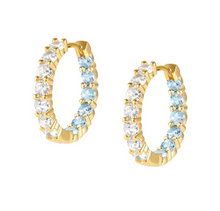 Load image into Gallery viewer, CHIC & CHARM JOYFUL HOOP EARRINGS, WHITE AND LIGHT BLUE STONES - Product Code - 148636 020