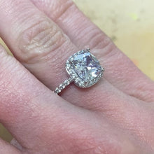 Load and play video in Gallery viewer, White Gold Hallmarked White Cubic Zirconia Cushion Shaped Ring - Product Code - VX620