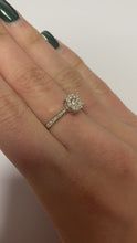 Load and play video in Gallery viewer, 9ct White Gold Hallmarked Diamond Halo Designer Ring With Diamond Shoulders - Product Code - G663