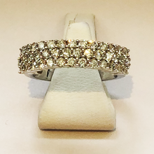 Load image into Gallery viewer, Diamond White Gold Three Row Ring Band