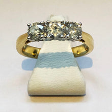 Load image into Gallery viewer, Diamond Yellow Gold Trilogy Three Stone Ring