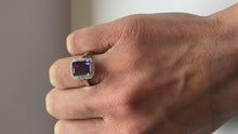 Load and play video in Gallery viewer, Diamond And Amethyst White Gold Ring  video