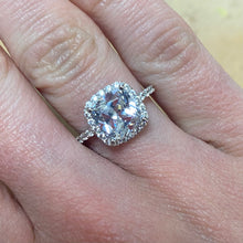 Load image into Gallery viewer, White Gold Hallmarked White Cubic Zirconia Cushion Shaped Ring - Product Code - VX620