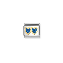 Load image into Gallery viewer, Nomination Composable Classic Link, Double Heart, Blue Glitter - Product Code - 030220 11
