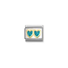 Load image into Gallery viewer, Nomination Composable Classic Link, Double Heart, Turquoise Glitter Product Code - 030221 12
