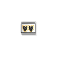 Load image into Gallery viewer, Nomination Composable Classic Link, Double Heart, Black Glitter - Product Code - 030220 14

