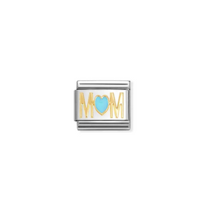 Nomination Composable Classic Link, Yellow Gold Mom, Blue Heart - Product Code -  030272 83