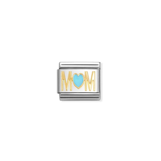 Nomination Composable Classic Link, Yellow Gold Mom, Blue Heart - Product Code -  030272 83