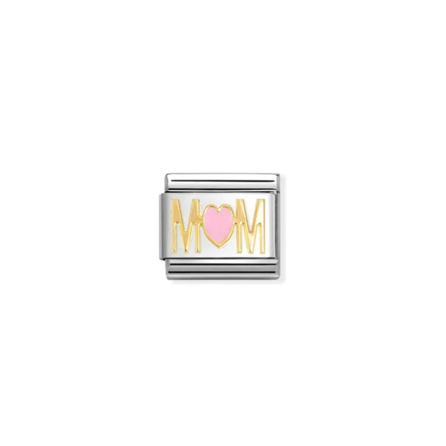 Nomination Composable Classic Link, Yellow Gold Mom, Pink Heart - Product Code - 030272 84