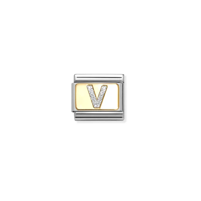 Nomination Composable Classic Link, Initial V, Silver Glitter - Product Code - 030291 22