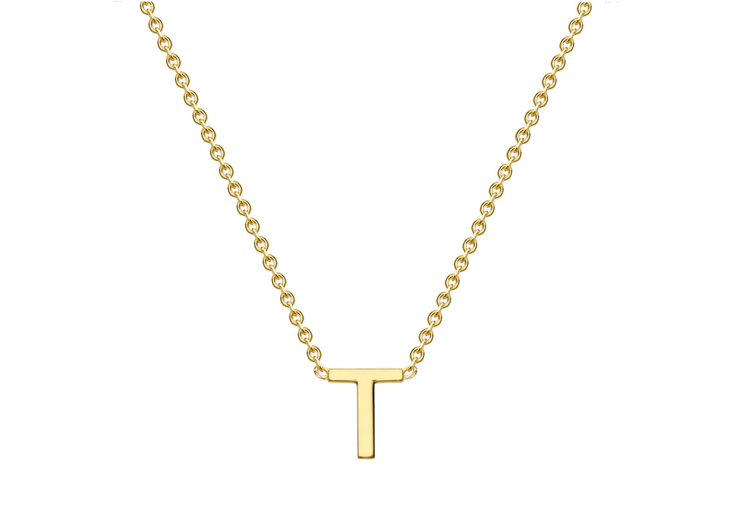 9ct Yellow Gold 'T' initial Adjustable Necklace - Product Code - 1.19.0169