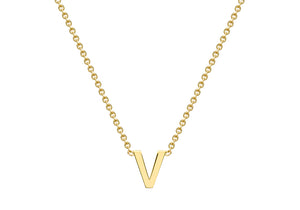 9ct Yellow Gold 'V' initial Adjustable Necklace - Product Code - 1.19.0171