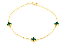 Load image into Gallery viewer, Designer 9ct Yellow Gold Malachite Petal Bracelet - Product Code - 1.29.1622
