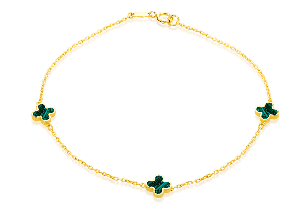Designer 9ct Yellow Gold Malachite Petal Bracelet - Product Code - 1.29.1622