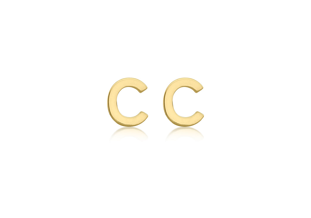 9ct Yellow Gold 'C' Initial Stud Earrings - Product Code - 1.59.1825