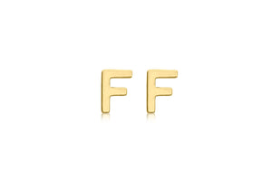 9ct Yellow Gold 'F' Initial Stud Earrings - Product Code - 1.59.1828