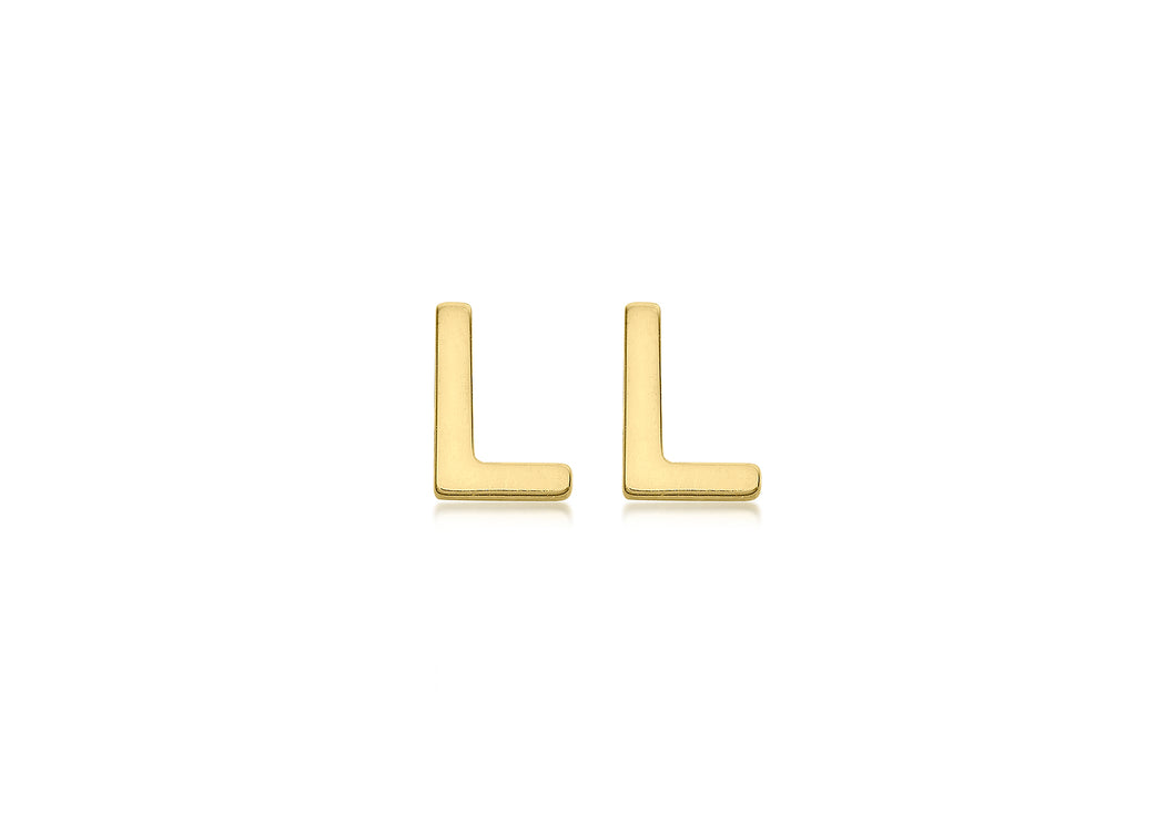 9ct Yellow Gold 'L' Initial Stud Earrings - Product Code - 1.59.1834