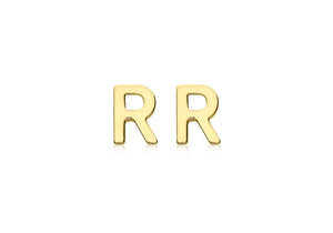 9ct Yellow Gold 'R' Initial Stud Earrings - Product Code - 1.59.1840