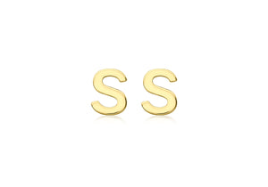 9ct Yellow Gold 'S' Initial Stud Earrings - Product Code - 1.59.1841