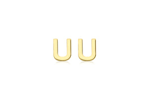9ct Yellow Gold 'U' Initial Stud Earrings - Product Code - 1.59.1843