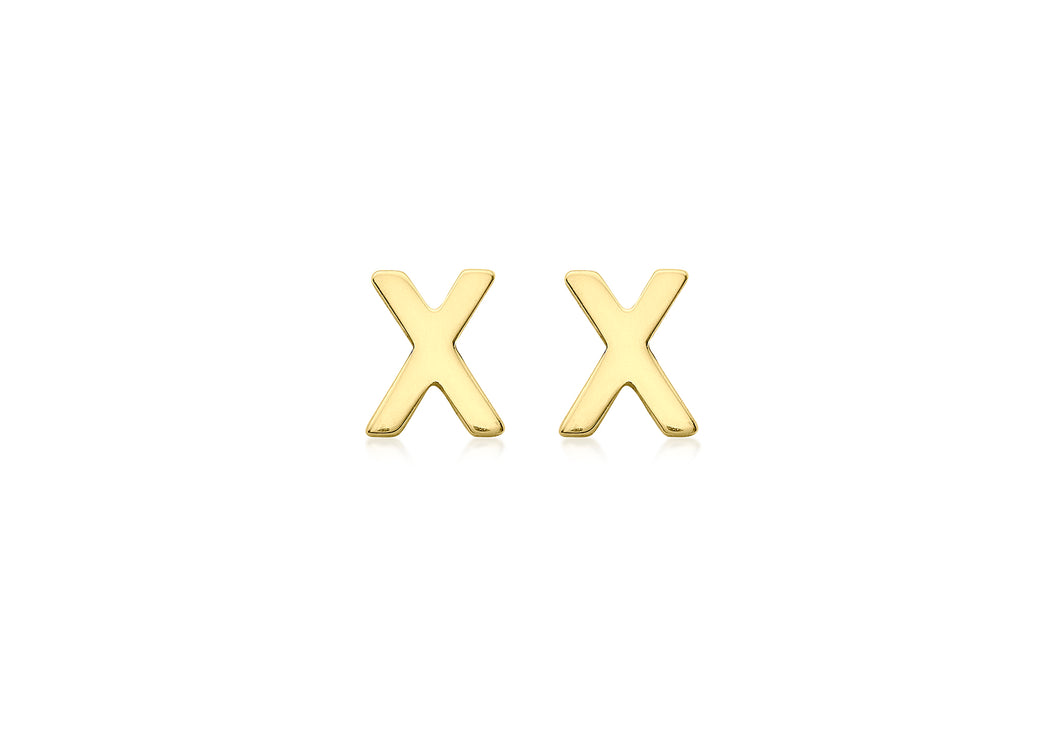 9ct Yellow Gold 'X' Initial Stud Earrings - Product Code - 1.59.1846