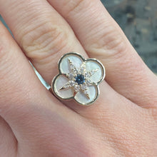 Load image into Gallery viewer, Sapphire, Diamond &amp; Mother of Pearl Clover Shaped Ring - Product Code - R172
