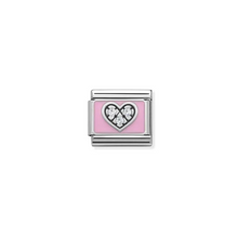 Load image into Gallery viewer, Nomination Composable Classic Link, Pink Heart in Silver Enamel &amp; Stones - Product Code - 330306 06
