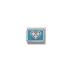 Nomination Composable Classic Link, Blue Heart in Silver Enamel & Stones - Product Code - 330306 07