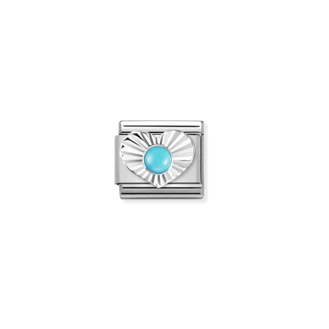 Nomination Classic Composable Link, Silver Heart, Turquoise - Product Code -  330508 06