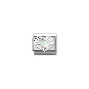 Nomination Classic Composable Link, Silver Heart, White Opal - Product Code - 330508 07