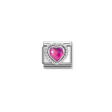 Load image into Gallery viewer, Nomination Composable Classic Link, Silver, Fuchsia Heart - Product Code - 330605 030
