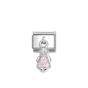 Nomination Composable Classic Link, Girl Pendant with Pink Stones - Product Code - 331800 28