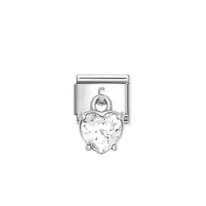 Nomination Composable Classic Link, Pendant Heart Cut Stone, White - Product Code - 331812 12