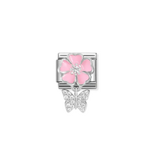 Load image into Gallery viewer, Nomination Composable Classic Link, Pink Flower with Butterfly Pendant - Product Code - 331814 02
