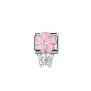 Nomination Composable Classic Link, Pink Flower with Butterfly Pendant - Product Code - 331814 02