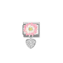Load image into Gallery viewer, Nomination Composable Classic Link, Pink Flower with Heart Pendant - Product Code - 331814 07
