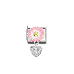 Nomination Composable Classic Link, Pink Flower with Heart Pendant - Product Code - 331814 07