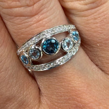 Load image into Gallery viewer, White Gold Hallmarked Blue Topaz Band Ring - Product Code - A318
