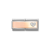 Load image into Gallery viewer, Nomination Composable Classic Double Engravable Link, Glitter Heart - Product Code - 430721 02

