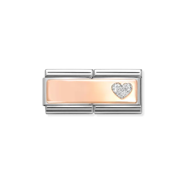 Nomination Composable Classic Double Engravable Link, Glitter Heart - Product Code - 430721 02