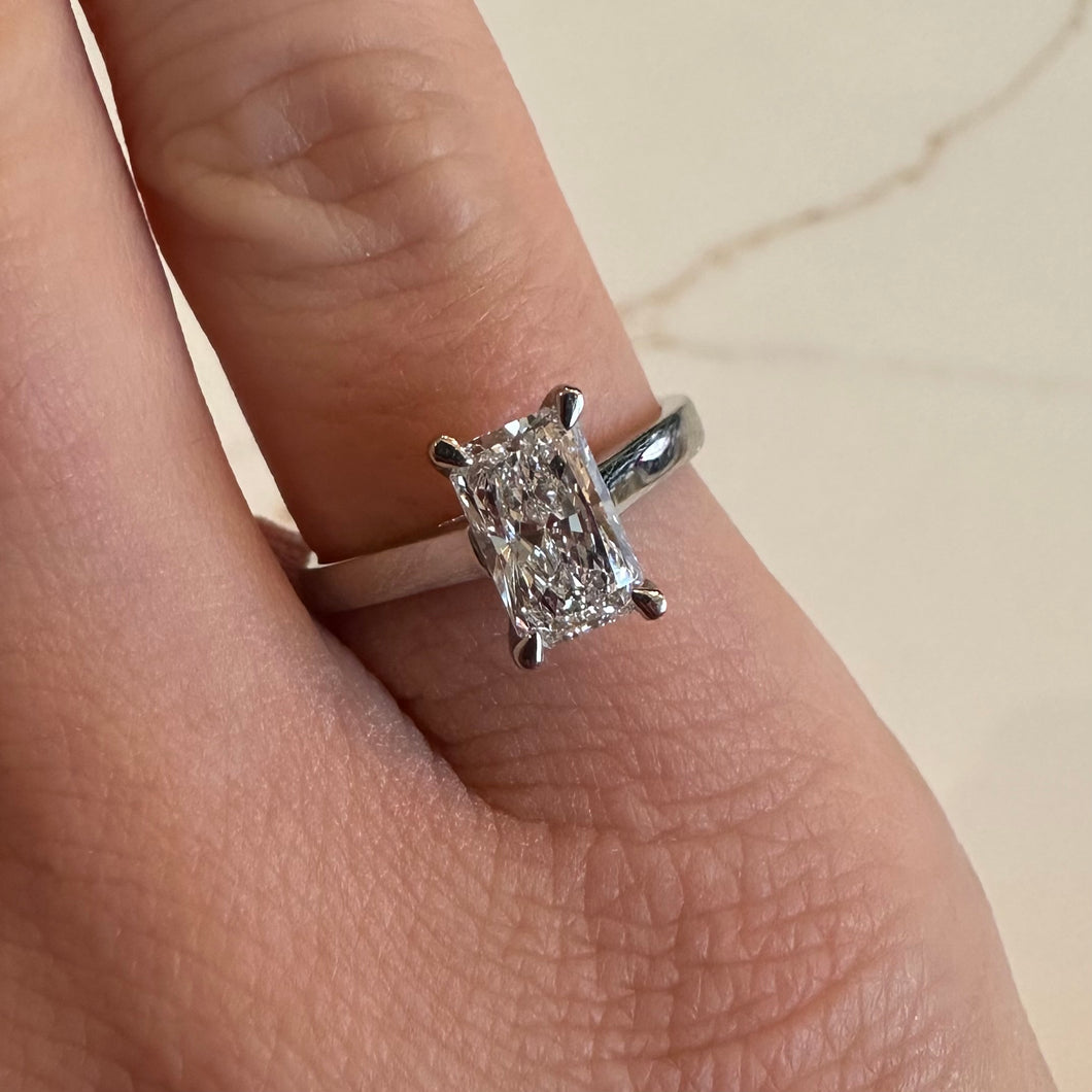 Platinum One Carat Rectangular Lab Grown Diamond Ring - Product Code - LB21