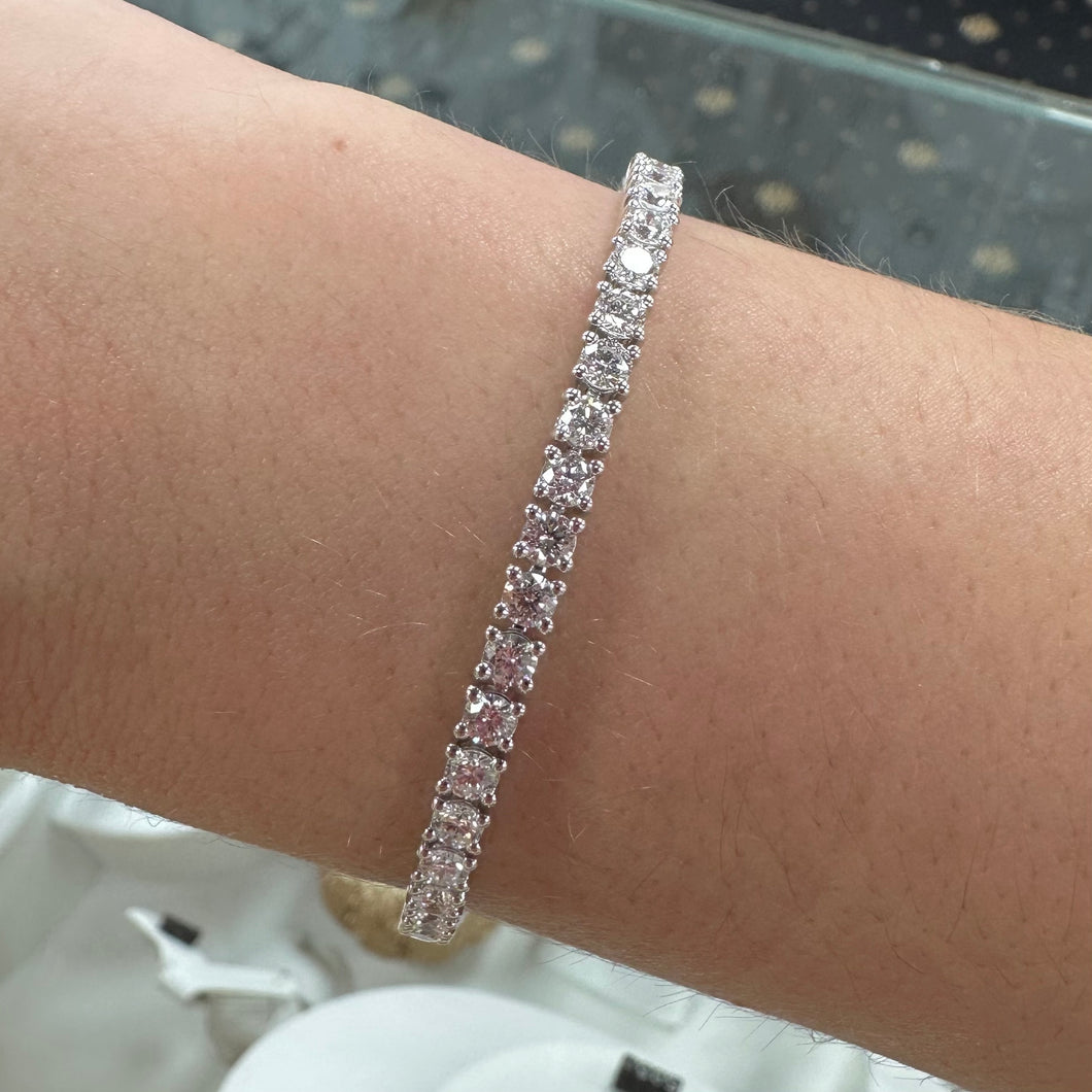 White Gold Five Carat Lab Diamond Tennis Bracelet - Product Code - LB1