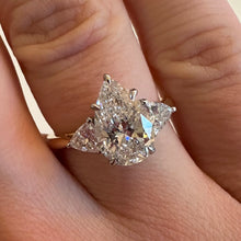 Load image into Gallery viewer, Two Carat Pear &amp; Trillion Shape Lab Diamond Ring - Product Code - L13
