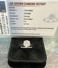 Load image into Gallery viewer, Two Carat Round Lab Diamond White Gold Ring - Product Code - LB3
