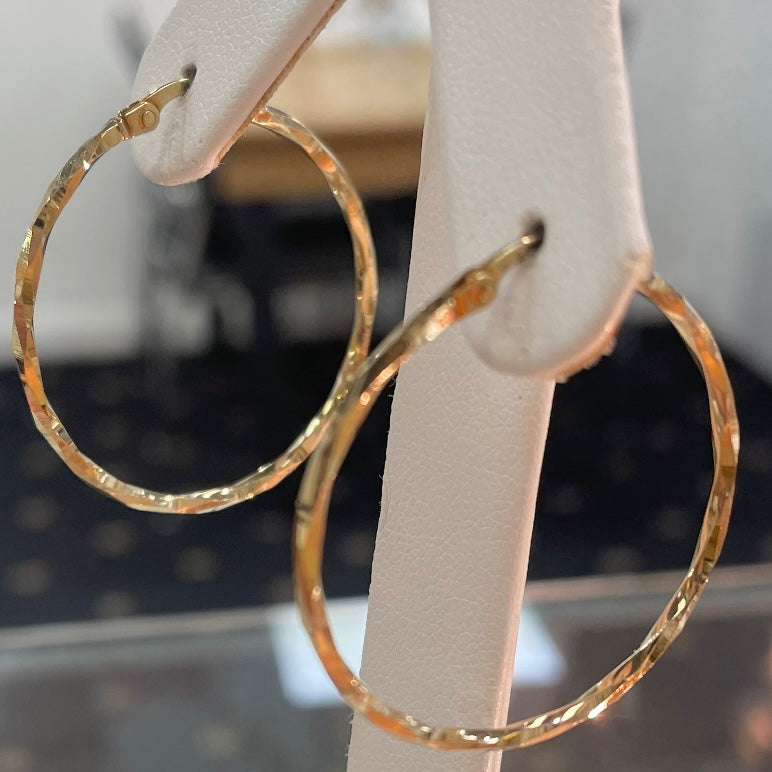 Yellow Gold Twist Style Creoles - Product Code - VX381