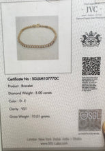 Load image into Gallery viewer, Five Carat Lab Diamond Yellow Gold Tennis Bracelet - Product Code - LB2
