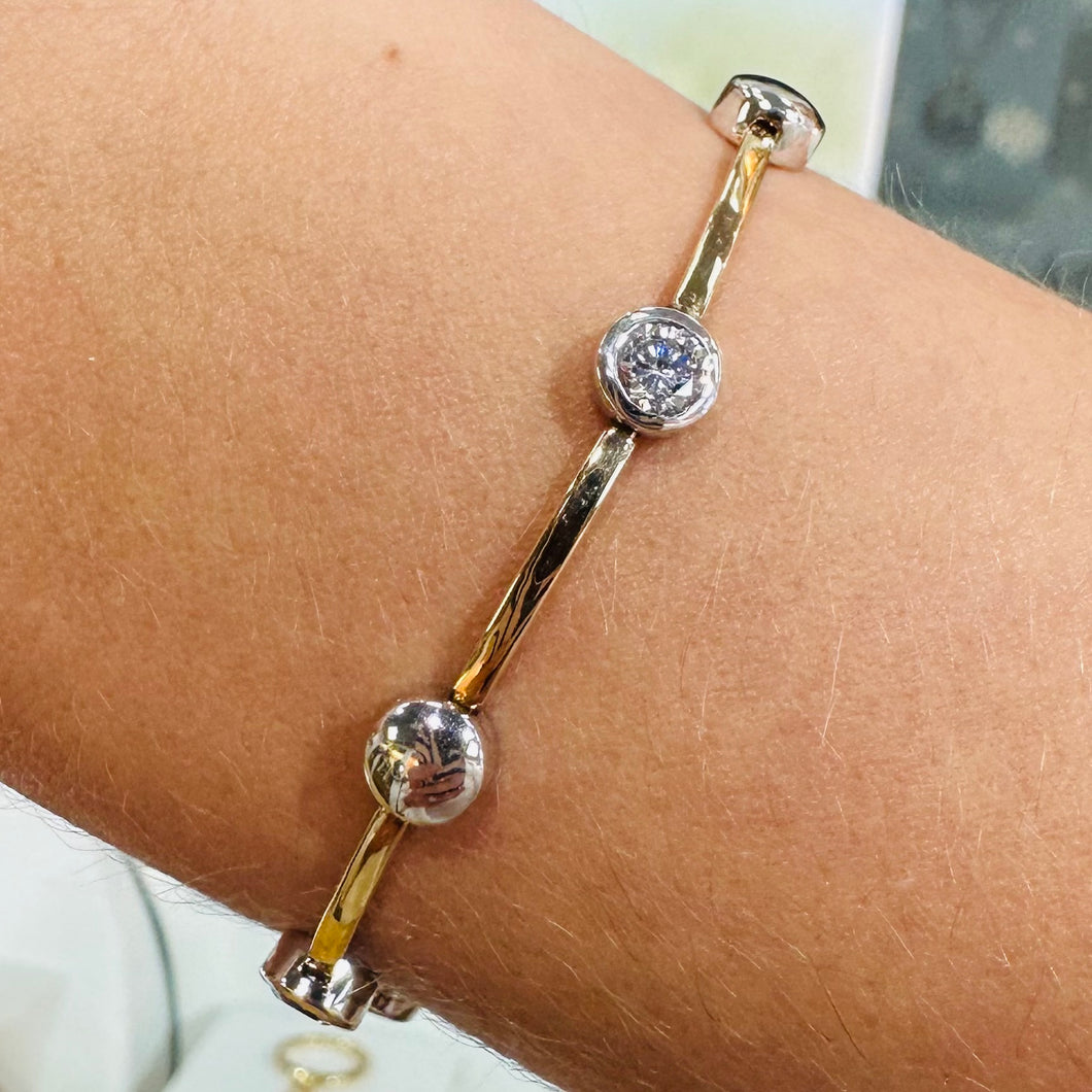 Yellow & White Gold Stone Set Bracelet - Product Code - F241