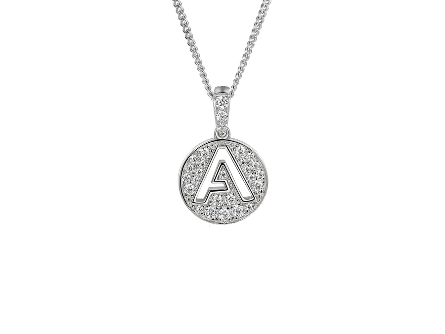 Stone Set Initial A Pendant on Adjustable Silver Chain - Product Code - 9360SILCZ-A