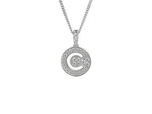 Stone Set Initial C Pendant on Adjustable Silver Chain - Product Code - 9360SILCZ