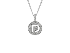 Stone Set Initial D Pendant on Adjustable Silver Chain - Product Code - 9360SILCZ-D